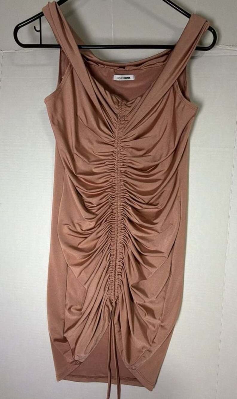 Fashion Nova Ruched Mini Dress Pink Champagne